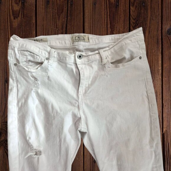 LUCKY BRAND Brooke White Distressed Capri Cropped Jeans Pants Women's 14 / 32 - Picture 3 of 7